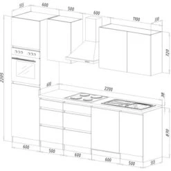 Respekta Küchenzeile Ohne E-Geräte 280 Cm Grifflos Grau Hochglanz-Eiche Sägerau -Kuchenwelt 6980791 4384 2