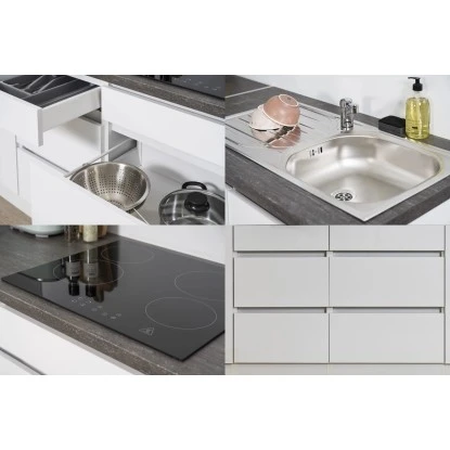 Respekta Küchenzeile Ohne E-Geräte 370 Cm Grifflos Schwarz Hochglanz-Weiß 6 Respekta Küchenzeile Ohne E-Geräte 370 Cm Grifflos Schwarz Hochglanz-Weiß – Bild 4