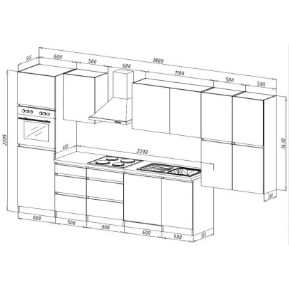 Respekta Küchenzeile Ohne E-Geräte 380 Cm Grifflos Grau Hochglanz-Eiche Sägerau 4 Respekta Küchenzeile Ohne E-Geräte 380 Cm Grifflos Grau Hochglanz-Eiche Sägerau – Bild 2
