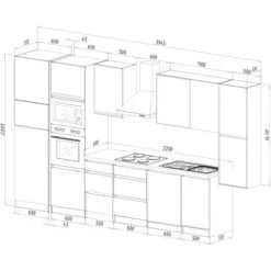 Respekta Premium Küchenzeile GLRP395HESSGKEOES Grifflos 395 Cm Schwarz Eiche NB -Kuchenwelt 7014764 4384 2