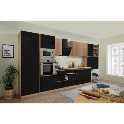 Respekta Premium Küchenzeile GLRP445HESSGKEOES Grifflos 445 Cm Schwarz Eiche NB 3 Respekta Premium Küchenzeile GLRP445HESSGKEOES Grifflos 445 Cm Schwarz Eiche NB