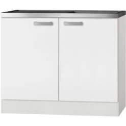 Optifit Spülenunterschrank Salo214 100 Cm Weiß Mit Spülenauflage