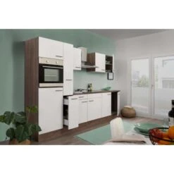 Respekta Küchenzeile Ohne E-Geräte 300 Cm Weiß Seidengl.-Eiche York -Kuchenwelt 7053911 4384 LBKB300EYW 02