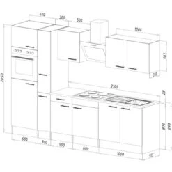 Respekta Küchenzeile Ohne E-Geräte 300 Cm Weiß Seidengl.-Eiche York -Kuchenwelt 7053911 4384 LBKB300EYW 04