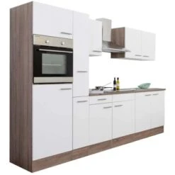 Respekta Küchenzeile Ohne E-Geräte 300 Cm Weiß Seidengl.-Eiche York -Kuchenwelt 7053911 4384 LBKB300EYW 06