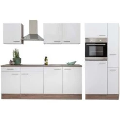 Respekta Küchenzeile Ohne E-Geräte 300 Cm Weiß Seidengl.-Eiche York -Kuchenwelt 7053911 4384 LBKB300EYW 07