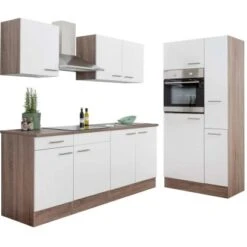 Respekta Küchenzeile Ohne E-Geräte 300 Cm Weiß Seidengl.-Eiche York -Kuchenwelt 7053911 4384 LBKB300EYW 08