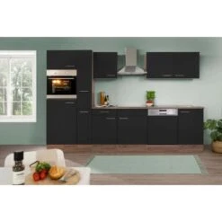 Respekta Küchenzeile Ohne E-Geräte 310 Cm Schwarz Seidengl.-Eiche York