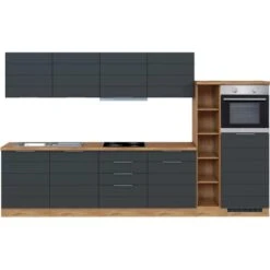 Held Möbel Küchenzeile 330 Cm Matt Grau-Wotaneiche -Kuchenwelt 70 11016600 1023.6293 1a 2