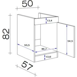 Flex-Well Exclusiv Spülen-Unterschrank Focus 50 Cm Akazie-Aubergine-Akazie -Kuchenwelt 736115 4051 5