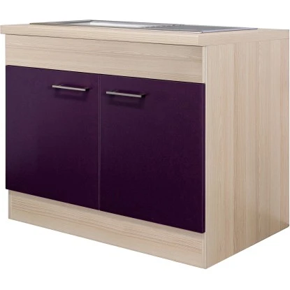 Flex-Well Exclusiv Spülenunterschrank Focus 100 Cm Akazie-Aubergine-Akazie 3 Flex-Well Exclusiv Spülenunterschrank Focus 100 Cm Akazie-Aubergine-Akazie
