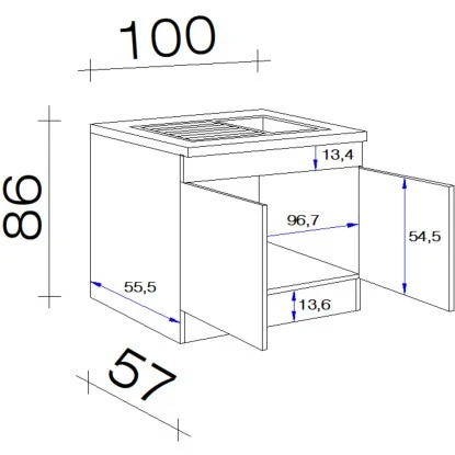 Flex-Well Exclusiv Spülenunterschrank Focus 100 Cm Akazie-Aubergine-Akazie 4 Flex-Well Exclusiv Spülenunterschrank Focus 100 Cm Akazie-Aubergine-Akazie – Bild 2