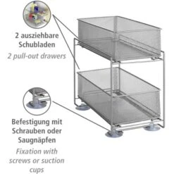 Wenko Schubladenregal 2 Etagen Metall Silber -Kuchenwelt 746248 1068 02