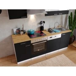 Respekta Küchenzeile KB220WSC 220 Cm Schwarz-Weiß -Kuchenwelt 7684 4384 neu KB220WSCG 03