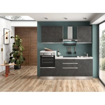 Marinelli Cucine Küchenzeile Isotta 210 Cm Betonoptik Dunkelgrau-Weiß 3 Marinelli Cucine Küchenzeile Isotta 210 Cm Betonoptik Dunkelgrau-Weiß