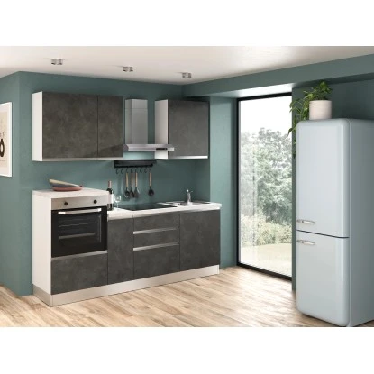 Marinelli Cucine Küchenzeile Isotta 210 Cm Betonoptik Dunkelgrau-Weiß 5 Marinelli Cucine Küchenzeile Isotta 210 Cm Betonoptik Dunkelgrau-Weiß – Bild 3