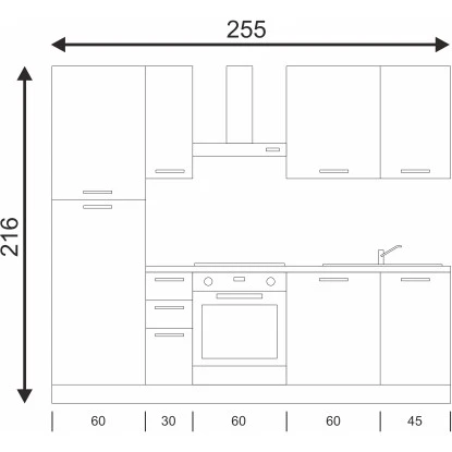 Marinelli Cucine Küchenzeile Rossella 255 Cm Eiche Hell NB-Betonoptik Dunkelgrau 6 Marinelli Cucine Küchenzeile Rossella 255 Cm Eiche Hell NB-Betonoptik Dunkelgrau – Bild 4