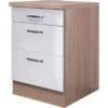 Flex-Well Exclusiv Auszugsunterschrank Valero 60 Cm Hochglanz Weiß - Sonoma Eic -Kuchenwelt 775843 4051 usa60valero