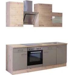 Flex-Well Exclusiv Küchenzeile Arizona 220 Cm Quarz Cubanit-San Remo Eiche Hell -Kuchenwelt 7 4051 g2201702040rivafrei