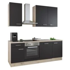 Flex-Well Küchenzeile Lara 220 Cm Anthrazit-San Remo Eiche Hell -Kuchenwelt 8020539 4051 S01