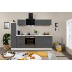 Respekta Premium Küchenzeile 240 Cm Grau Hochglanz-Weiß -Kuchenwelt 8250 RP240WGC Kchenzeile 2