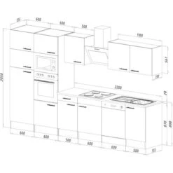 Respekta Küchenzeile Ohne E-Geräte 340 Cm Schwarz Seidengl.-Eiche York -Kuchenwelt 82 4384 LBKB340EYSMIGKE 04