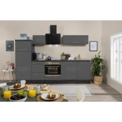 Respekta Premium Küchenzeile 280 Cm Grau Hochglanz-Eiche Grau 18 Respekta Premium Küchenzeile 280 Cm Grau Hochglanz-Eiche Grau -Kuchenwelt 8342 RP280EGC Kchenzeile 2