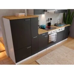 Respekta Küchenzeile KB310WSC 310 Cm Schwarz-Weiß -Kuchenwelt 8394 4384 neu KB310WSCG 03