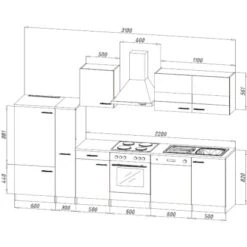 Respekta Küchenzeile KB310WSC 310 Cm Schwarz-Weiß -Kuchenwelt 8394 4384 neu KB310WSCG 04
