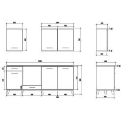 Respekta Premium Küchenzeile Retro BERP210RE 210 Cm Weiß -Kuchenwelt 8469231 4384 3