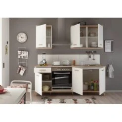 Respekta Premium Küchenzeile Retro BERP210RE 210 Cm Weiß -Kuchenwelt 8469231 4384 4