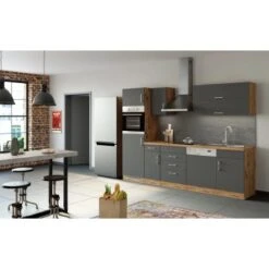 Held Möbel Küchenzeile Sorrento 270 Cm Anthrazit-Wotaneiche -Kuchenwelt 853358 11016600 12