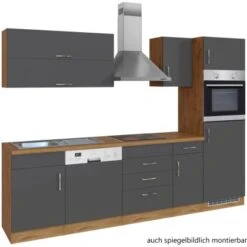 Held Möbel Küchenzeile Sorrento 270 Cm Anthrazit-Wotaneiche -Kuchenwelt 853358 11016600 2