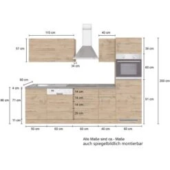 Held Möbel Küchenzeile Sorrento 270 Cm Anthrazit-Wotaneiche -Kuchenwelt 853358 11016600 5