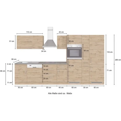 Held Möbel Küchenzeile Sorrento 360 Cm Weiß-Wotaneiche Ohne E-Geräte 7 Held Möbel Küchenzeile Sorrento 360 Cm Weiß-Wotaneiche Ohne E-Geräte – Bild 5
