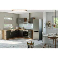 Held Möbel Küchenzeile Sorrento 210 Cm Anthrazit-Wotaneiche Ohne E-Geräte Winkel -Kuchenwelt 853387 11016600 15