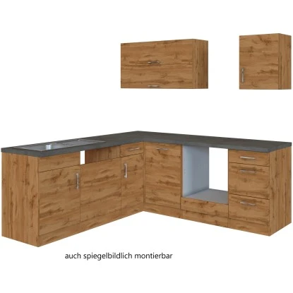 Held Möbel Küchenzeile Sorrento 210 Cm Wotaneiche-Wotaneiche O. E-Geräte Winkel 4 Held Möbel Küchenzeile Sorrento 210 Cm Wotaneiche-Wotaneiche O. E-Geräte Winkel – Bild 2