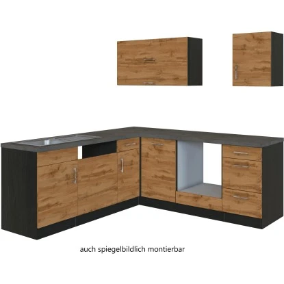 Held Möbel Küchenzeile Sorrento 210 Cm Wotaneiche-Grafit Ohne E-Geräte Winkel 4 Held Möbel Küchenzeile Sorrento 210 Cm Wotaneiche-Grafit Ohne E-Geräte Winkel – Bild 2