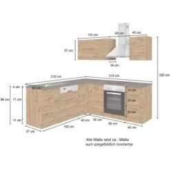 Held Möbel Küchenzeile Sorrento 210 Cm Wotaneiche-Grafit Winkel -Kuchenwelt 853395 11016600 5