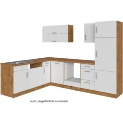 Held Möbel Küchenzeile Sorrento 210/ 270 Cm Weiß-Wotaneiche O. E-Geräte Winkel -Kuchenwelt 853396 11016600 2