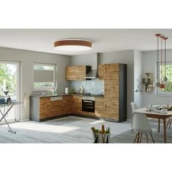 Held Möbel Küchenzeile Sorrento 210/ 270 Cm Wotaneiche-Grafit O. E-Geräte Winkel -Kuchenwelt 853400 11016600 11