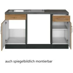 Held Möbel Küchenzeile Sorrento 210/ 270 Cm Wotaneiche-Grafit O. E-Geräte Winkel -Kuchenwelt 853400 11016600 4