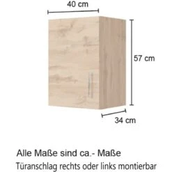 Held Möbel Hängeschrank Sorrento BxHxT 40 X 57 X 34 Cm Anthrazit-Wotaneiche -Kuchenwelt 853726 11016600 4