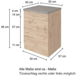 Held Möbel Unterschrank Sorrento 50 X 85 X 60 Cm Tür Schubk. + EL-Boden Wotanei. -Kuchenwelt 853763 11016600 4