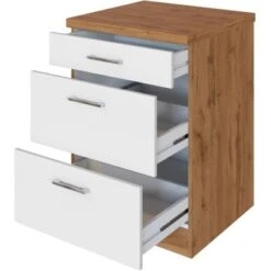 Held Möbel Auszugsschrank Sorrento 50 X 85 X 60 Cm Schubk. 2 Ausz. Weiß-Wotanei. -Kuchenwelt 853778 11016600 3