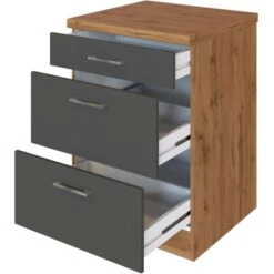 Held Möbel Auszugsschrank Sorrento 50 X 85 X 60 Cm Schubk. 2 Ausz. Anthr.-Wotan. -Kuchenwelt 853781 11016600 3