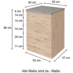 Held Möbel Auszugsschrank Sorrento 50 X 85 X 60 Cm Schubk. 2 Ausz. Anthr.-Wotan. -Kuchenwelt 853781 11016600 4