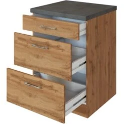 Held Möbel Auszugsschrank Sorrento 50 X 85 X 60 Cm 1 Schubk. 2 Ausz. Wotaneiche -Kuchenwelt 853782 11016600 3