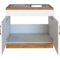 Held Möbel Spülenschrank Sorrento BxHxT 100x85x60 Cm 2 Türen Weiß-Wotaneiche -Kuchenwelt 853804 11016600 3