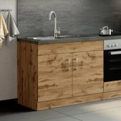 Held Möbel Spülenschrank Sorrento B100 X H85 X T60 Cm 2 Türen Wotaneiche -Kuchenwelt 853819 11016600 13